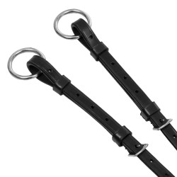 Lederen martingaal met zilverkleurige stiksels Equestro Zwart