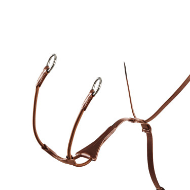 Martingale à collier en cuir Melanie avec fourchette élastique Equestro Cognac Marron