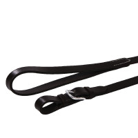 Longe en cuir avec chaîne argentée Equestro Marron foncé Longe en cuir avec chaîne argentée Equestro Marron foncé