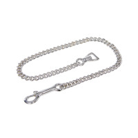Longe en cuir avec chaîne argentée Equestro Marron foncé Longe en cuir avec chaîne argentée Equestro Marron foncé