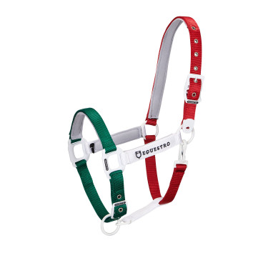 Licol en nylon Flaggy Equestro Vert / blanc / rouge Multi-couleurs