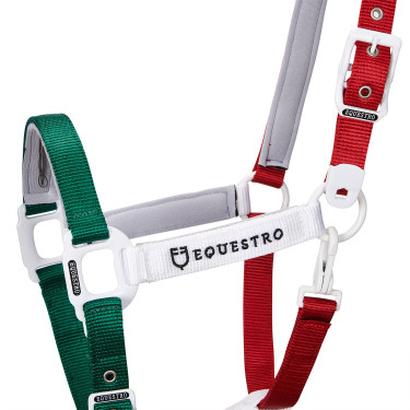Nylon halster Flaggy Equestro Groen / wit / rood Multicolor