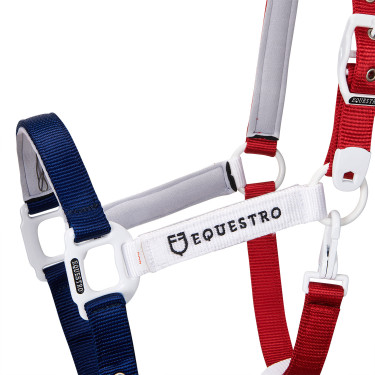 Nylon halster Flaggy Equestro Marine / wit / rood Blauw Nylon halster Flaggy Equestro Marine / wit / rood Blauw