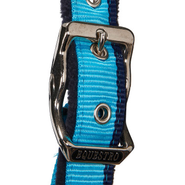 Nylon halster met lijn Red Trim Equestro Turkoois / rood / marineblauw