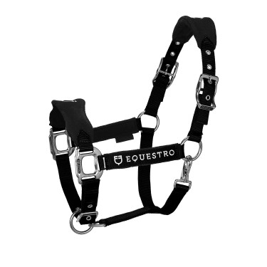 Nylon halster met touw en fleecevoering Equestro Zwart Nylon halster met touw en fleecevoering Equestro Zwart
