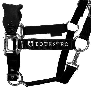 Nylon halster met touw en fleecevoering Equestro Zwart Nylon halster met touw en fleecevoering Equestro Zwart