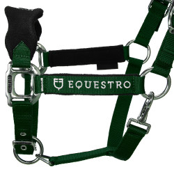 Nylon halster met touw en fleecevoering Equestro Groen