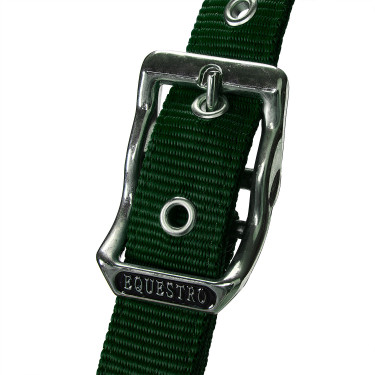 Nylon halster met touw en fleecevoering Equestro Groen