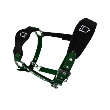 Nylon halster met touw en fleecevoering Equestro Groen