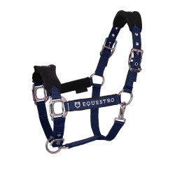 Licol en nylon avec longe et doublure en polaire Equestro Marine