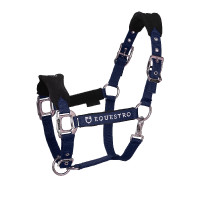 Nylon halster met touw en fleecevoering Equestro Zwart