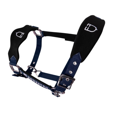 Nylon halster met touw en fleecevoering Equestro Marine Marineblauw