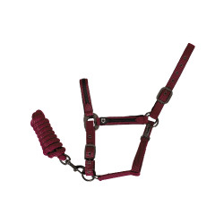 Licol en nylon avec longe Elegance Equestro Bordeaux