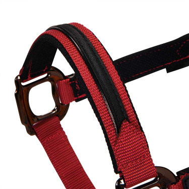 Nylon halster met touw Elegance Equestro Rood