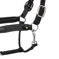 Leren halster met gevlochten nylon inzetstukken Equestro Zwart / grijs