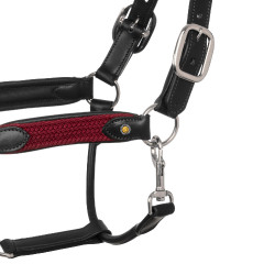 Licol en cuir avec inserts en nylon tressé Equestro Marron / bordeaux