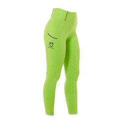 Legging fille cintré avec grip et logo Equestro Vert citron