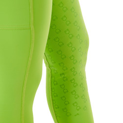 Legging fille cintré avec grip et logo Equestro Vert citron