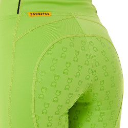 Legging fille cintré avec grip et logo Equestro Vert citron