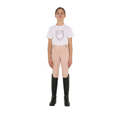Legging fille cintré avec grip et logo Equestro Rose cameo