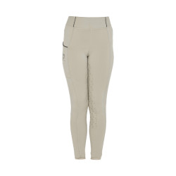 Legging fille cintré avec grip et logo Equestro Oxford tan Rose