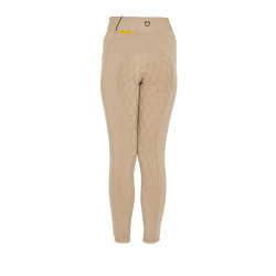 Legging fille cintré avec grip et logo Equestro Encens Beige