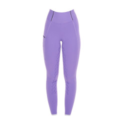 Legging fille cintré avec grip et logo Equestro Violet dahlia