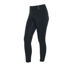Legging fille cintré avec grip et logo Equestro Noir