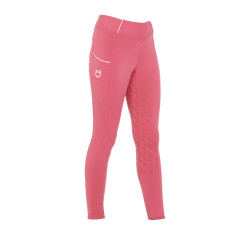 Legging fille cintré avec grip et logo Equestro Fuchsia Rose