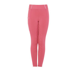 Legging fille cintré avec grip et logo Equestro Fuchsia Rose