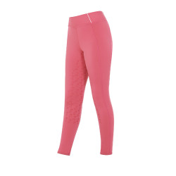 Legging fille cintré avec grip et logo Equestro Fuchsia Rose