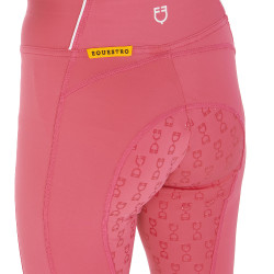 Legging fille cintré avec grip et logo Equestro Fuchsia Rose
