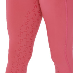 Legging fille cintré avec grip et logo Equestro Fuchsia Rose