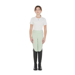 Legging fille cintré avec grip et logo Equestro Vert clair