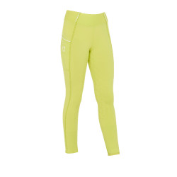 Legging fille cintré avec grip et logo Equestro Citron Jaune