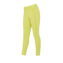 Legging fille cintré avec grip et logo Equestro Citron Jaune