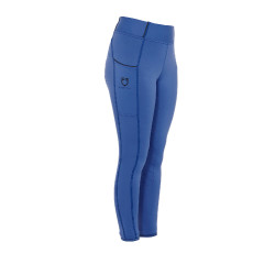 Legging fille cintré avec grip et logo Equestro Bleu royal