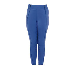 Legging fille cintré avec grip et logo Equestro Bleu royal