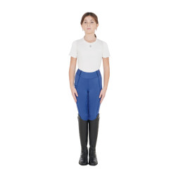 Legging fille cintré avec grip et logo Equestro Bleu royal