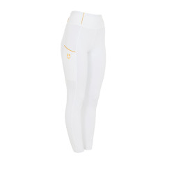Legging fille cintré avec grip et logo Equestro Blanc