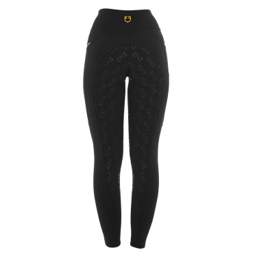 Legging ajusté femme avec inserts en micro-mesh Equestro Noir