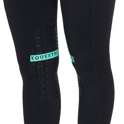 Strakke legging van stretch technisch materiaal dames Kao Light Equestro Zwart / smaragd Strakke legging van stretch technisch materiaal dames Kao Light Equestro Zwart / smaragd