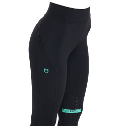 Strakke legging van stretch technisch materiaal dames Kao Light Equestro Zwart / smaragd Strakke legging van stretch technisch materiaal dames Kao Light Equestro Zwart / smaragd