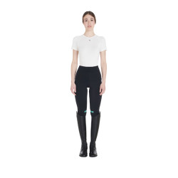 Strakke legging van stretch technisch materiaal dames Kao Light Equestro Zwart / smaragd Strakke legging van stretch technisch materiaal dames Kao Light Equestro Zwart / smaragd