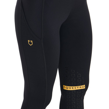 Strakke legging van stretch technisch materiaal dames Kao Light Equestro Zwart / geel