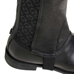 Uniseks mini-chaps van leer met elastische band en Vespucci Equestro-logo's Zwart