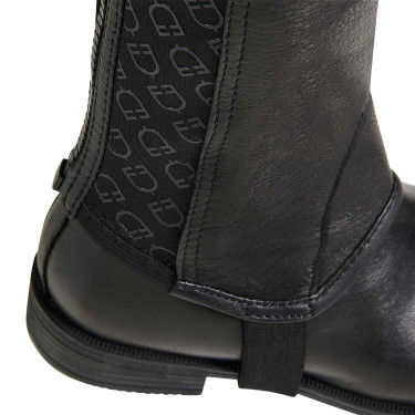 Uniseks mini-chaps van leer met elastische band en Vespucci Equestro-logo's Zwart