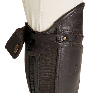 Mini-chaps en cuir perforé unisex pour un confort maximal Salisbury Equestro Marron
