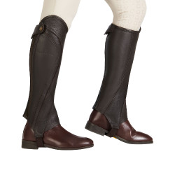 Uniseks mini-chaps van geperforeerd leer voor maximaal comfort Salisbury Equestro Bruin