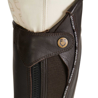 Mini-chaps en cuir avec profil contrasté Equestro Marron